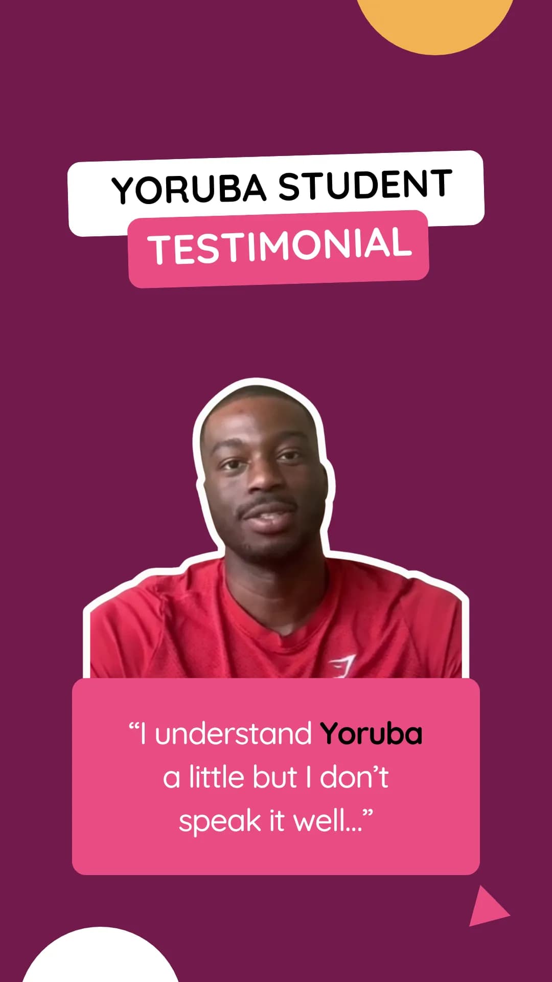 Testimonial thumbnail for Yoruba student